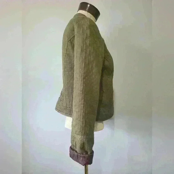 HEI HEI ANTHROPOLOGIE moss green quilted riding jacket. Size small - Picture 4 of 12